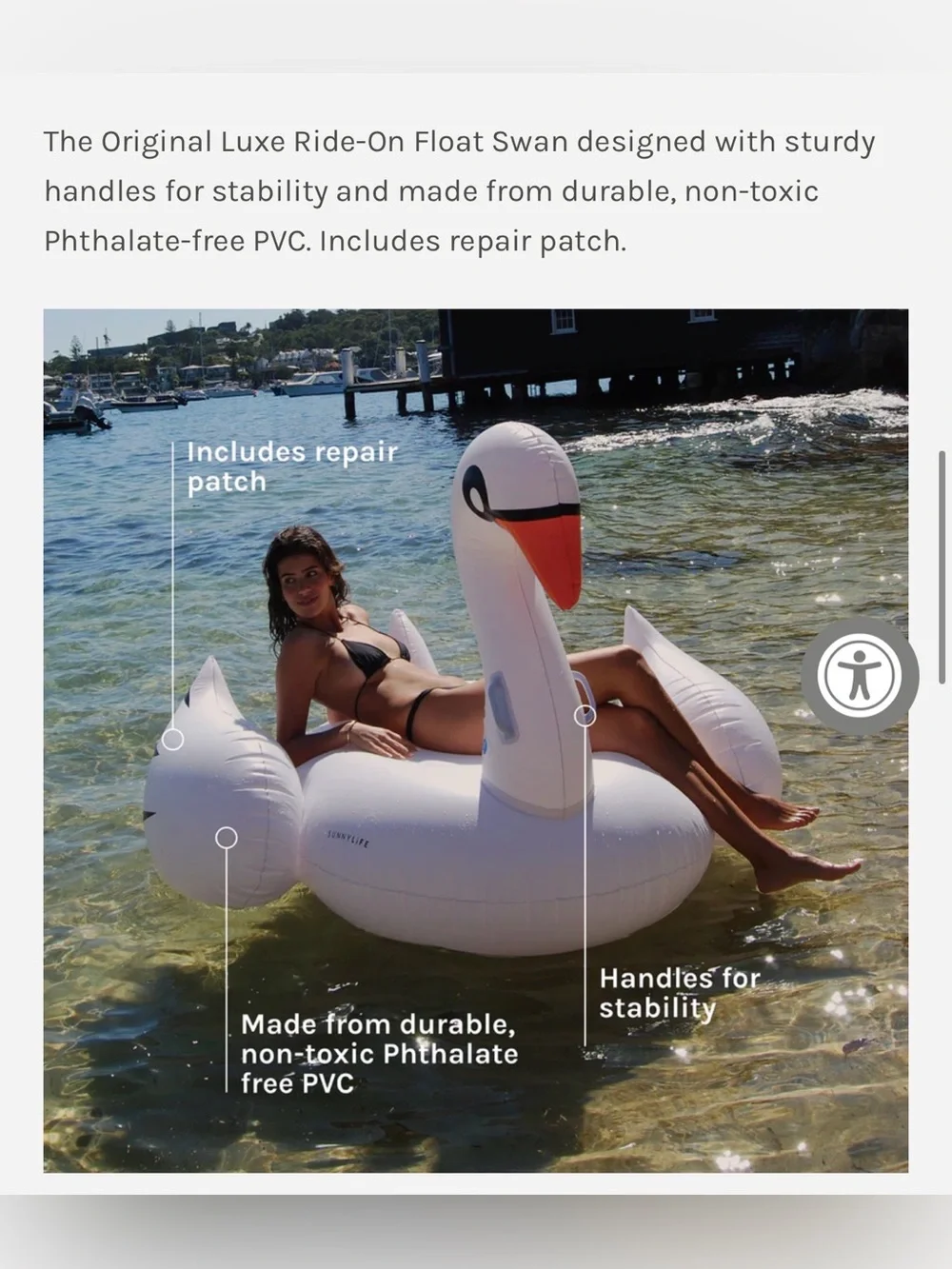NIB Sunnylife SWAN WHITE Inflatable Pool Ride-On RARE - Picture 8 of 14